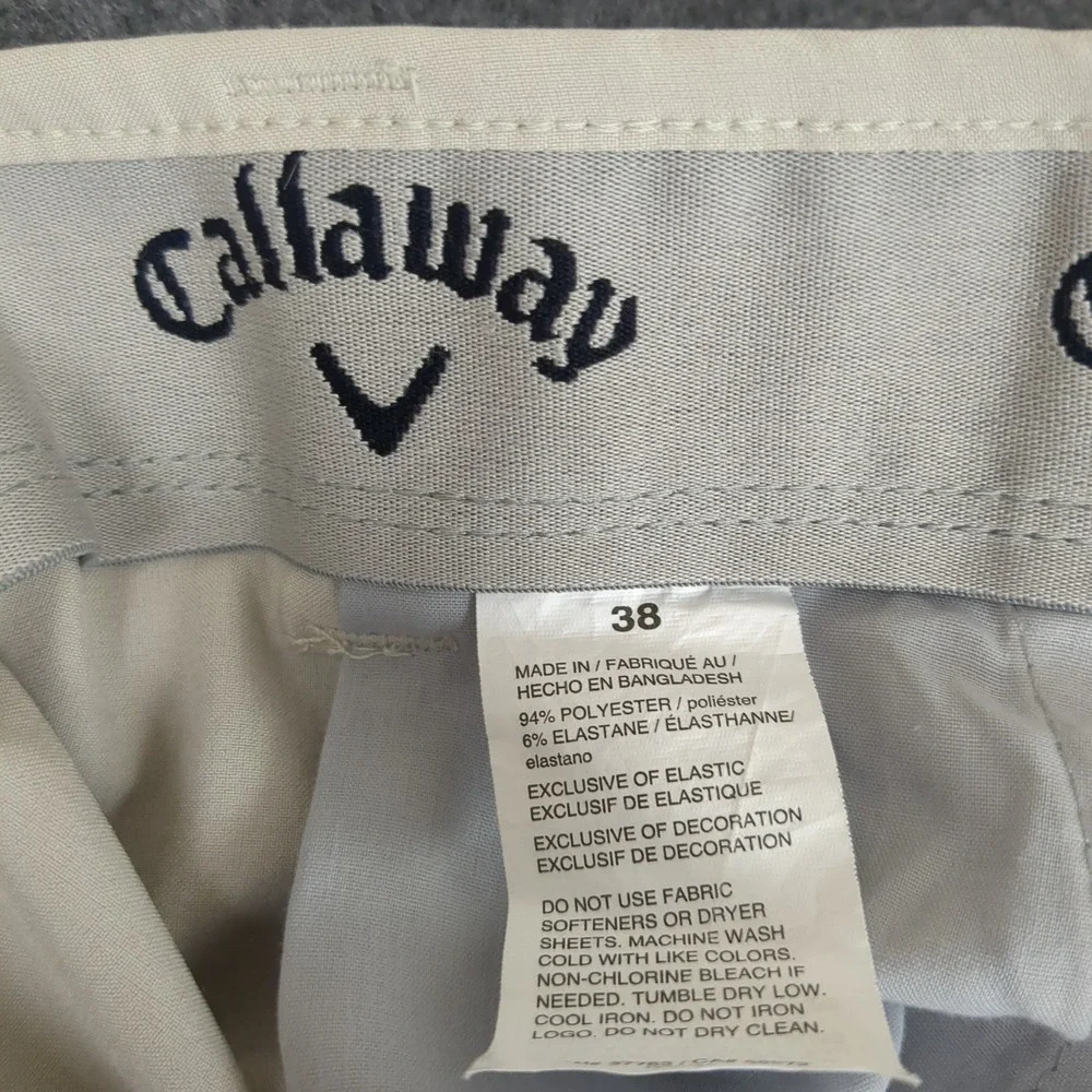Callaway Mens Golf‎ Shorts Flat Front Beige Size 38 Polyester Elastane